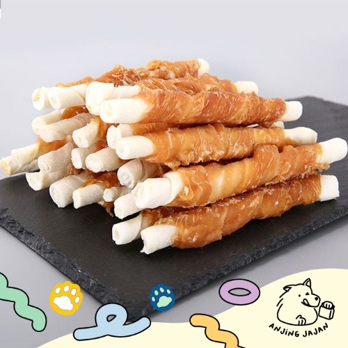 Snack Anjing Kulit Sapi Lapis Ayam | Snack Gigit Anjing | Snack Anjing Chewy | Snack Pembersih Karan