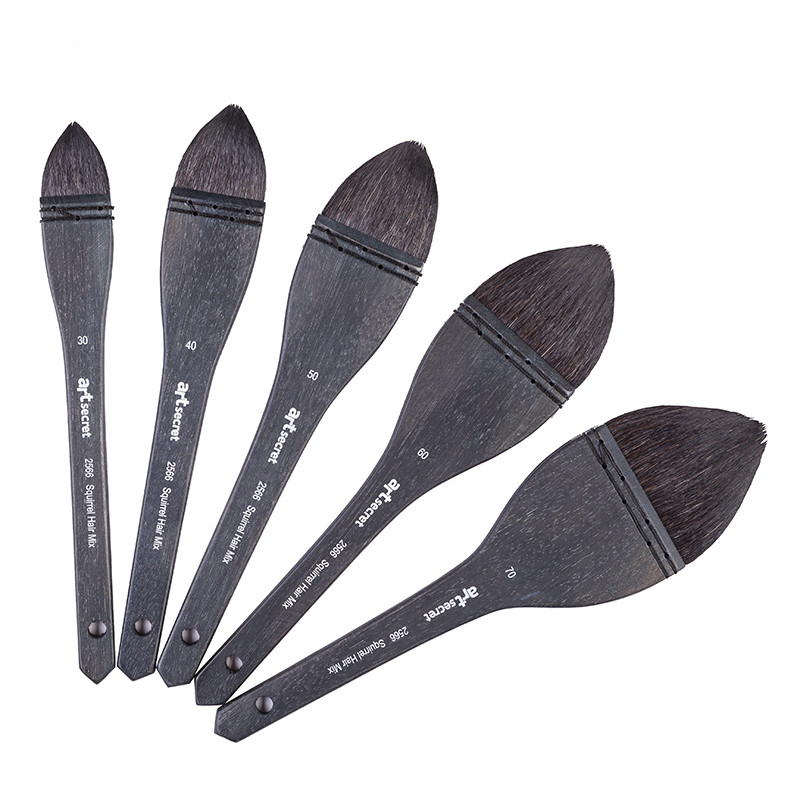 

ArtSecret High Grade 2566 2567 Watercolor-Brush Black Wooden Handle Squirrel Hair Mix Art Paint Artist-Supplies