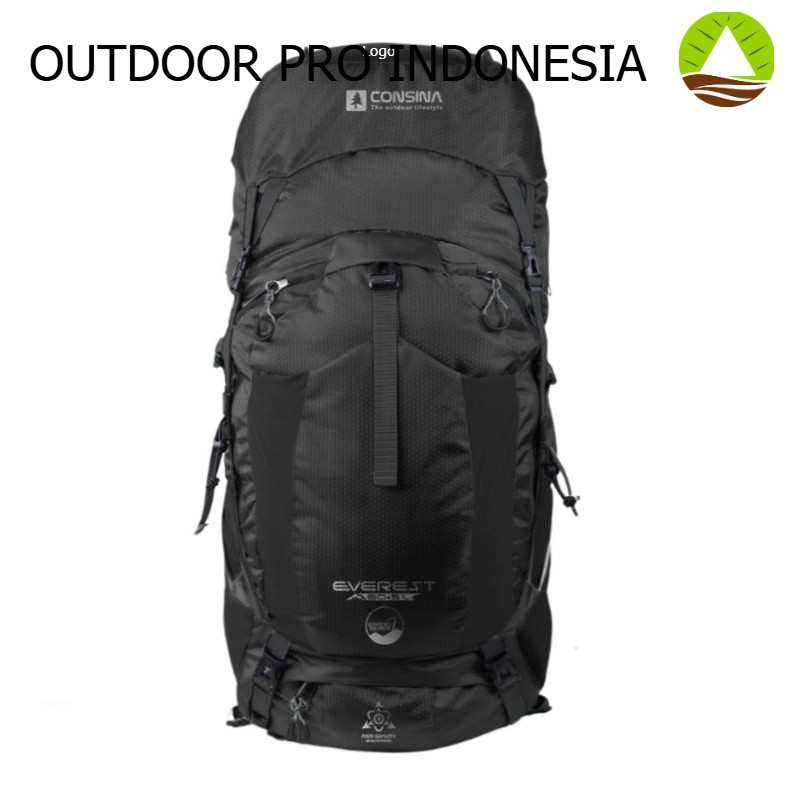 CONSINA. TAS CARRIER 60 LITER EVEREST BATH 3 + RAINCOVER BLACK