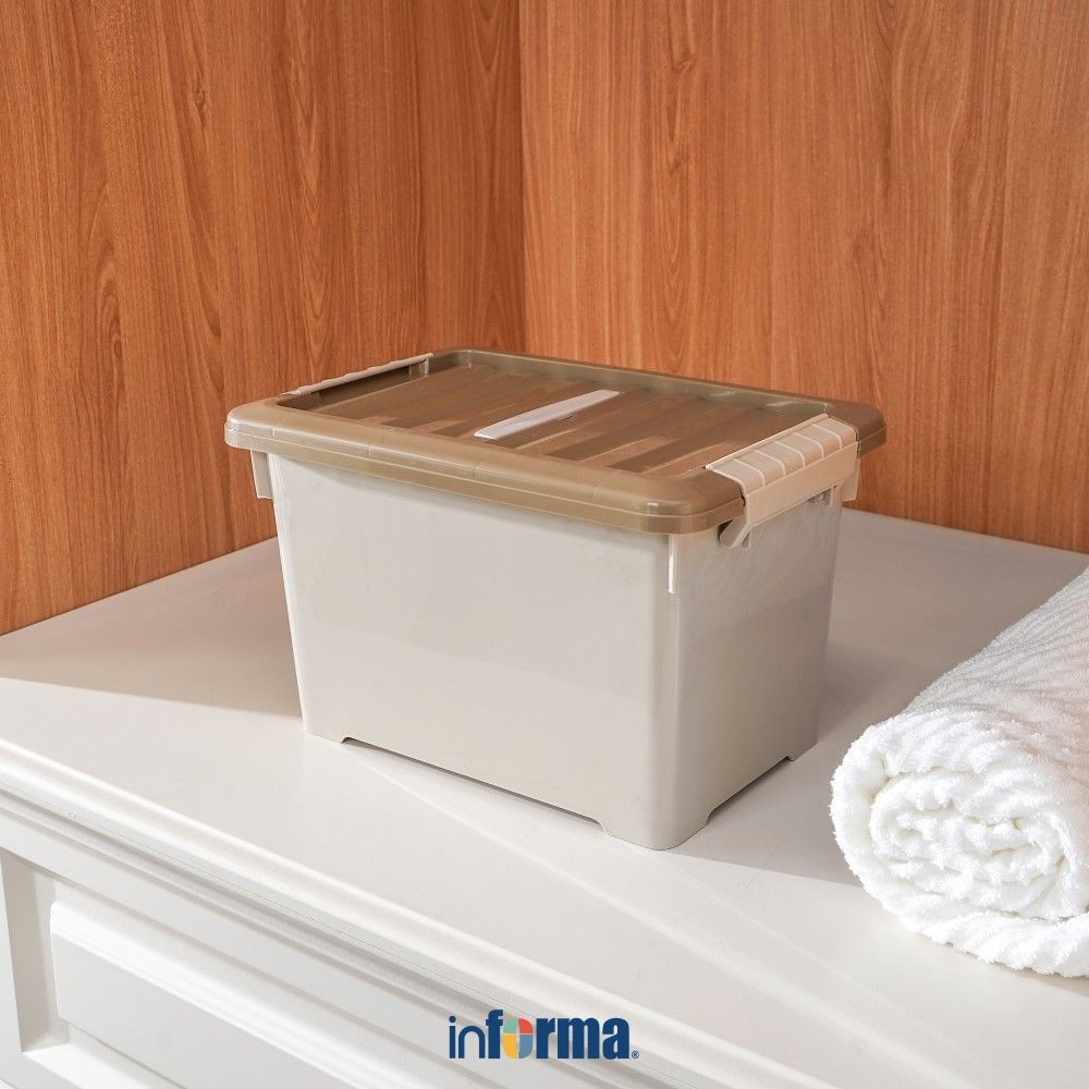 Informa 26.5x18.5x17 cm Kotak Penyimpanan Dengan Tutup - Cokelat Kotak Serbaguna Wadah Simpan Storag