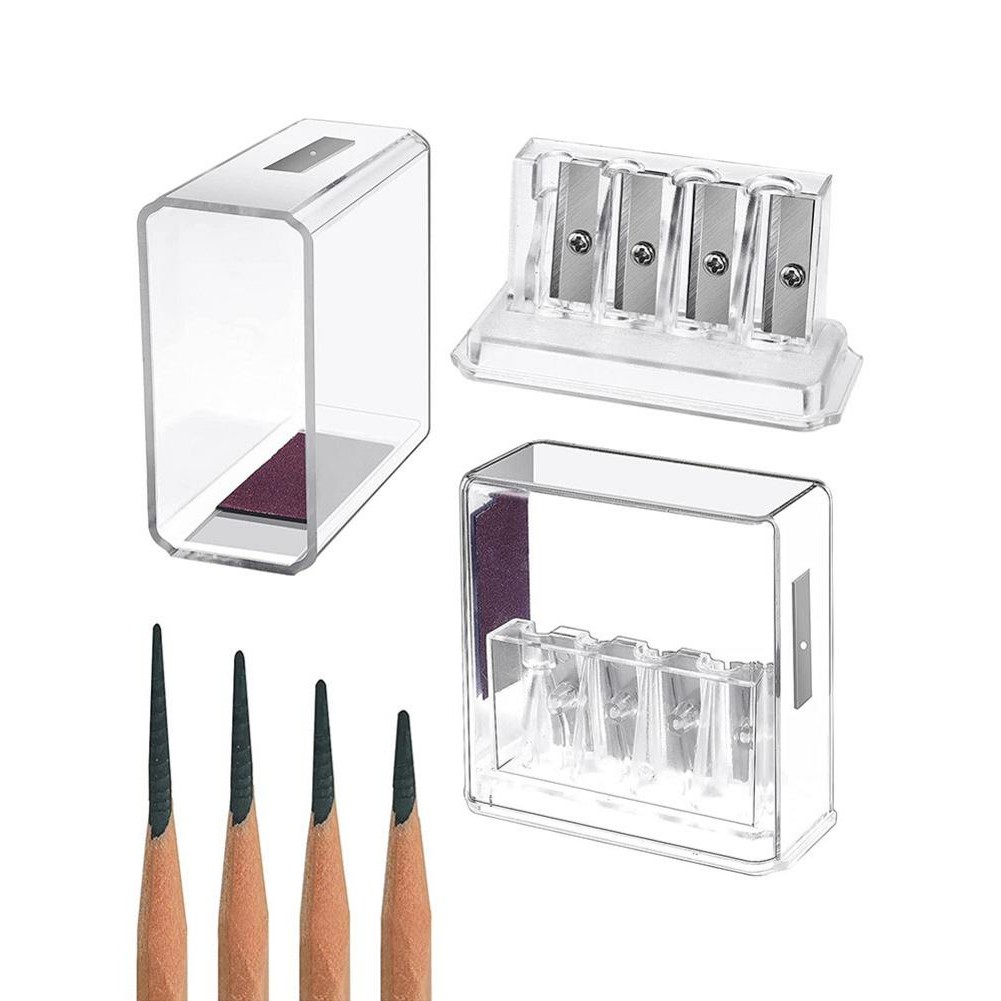 

4 Holes Sharpener Multi-functional Pencil Sharpener with Lid For Charcoal Pencil Sketch Pencils Drawing