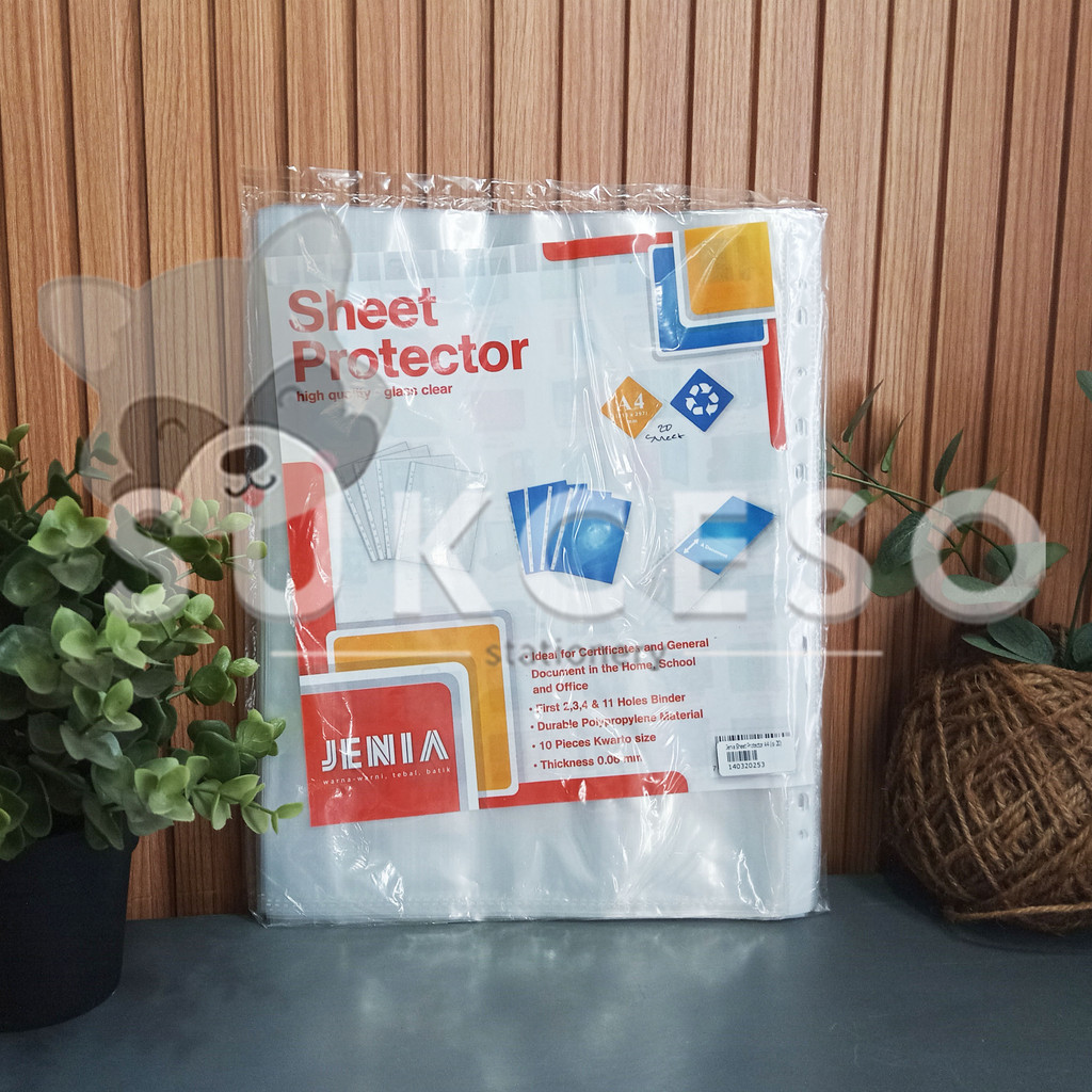 

Jenia Sheet Protector A4 Isi 20 Lembar Plastik Pelindung Dokumen