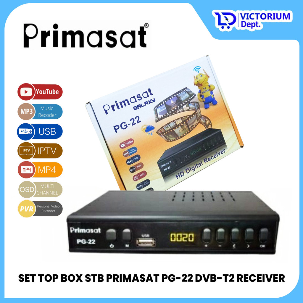VICTORIUM - SET TOP BOX STB PRIMASAT PG-22 DVB-T2 RECEIVER TV DIGITAL