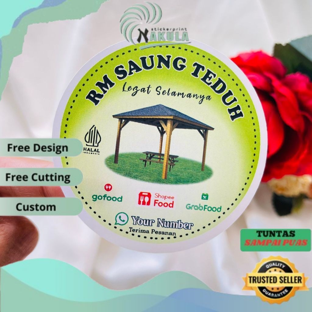 

NKL 9-15 Sticker Print Label Rumah Makan Free Desain Custom Nama Brand Restoran Stiker Chromo Murah