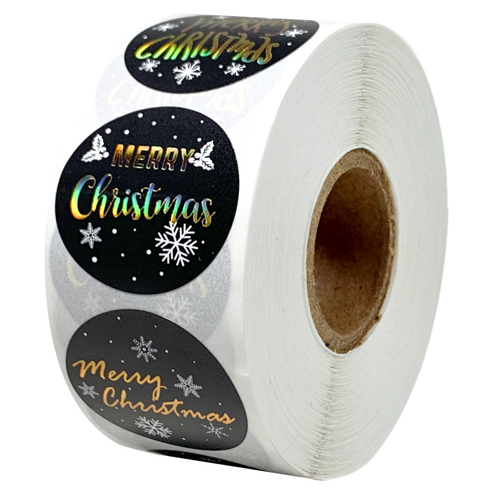 

50-500Pcs Merry Christmas Stickers 1Inch Round Gold Silver Seal Labels Stickers For Handmade Sticker Card Box Package Labels