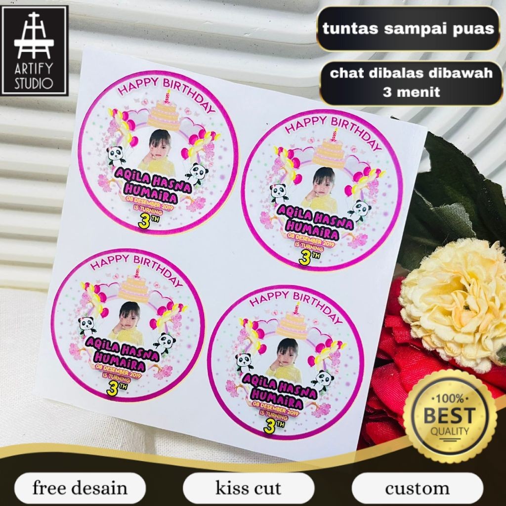 

Artify 2-4 Vinyl Stiker Ulang Tahun Sticker Label Undang Happy Birthday Uk.Kecil Free Design