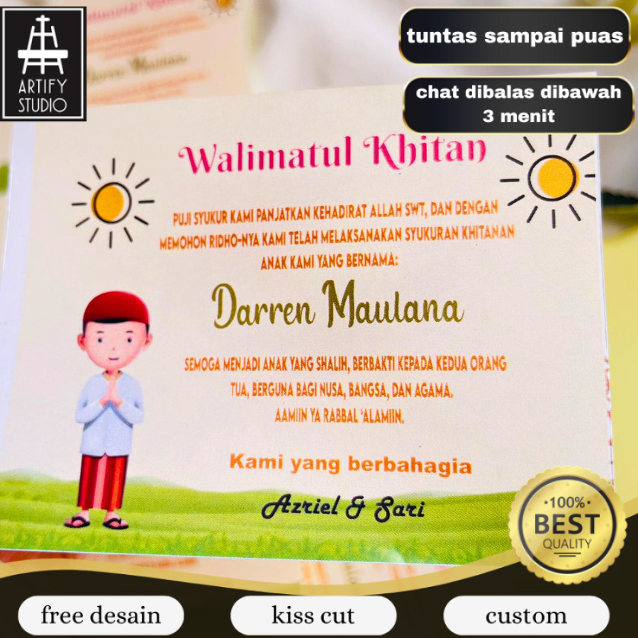 Artify STIKER SYUKURAN KHITANAN / STIKER KHITANAN NASI BOX /STIKER TASYAKUR KHITANAN / STIKER KHITAN