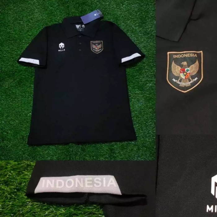 JERSEY POLO SHIRT TIMNAS INDONESIA HITAM MILLS HIGH QUALITY