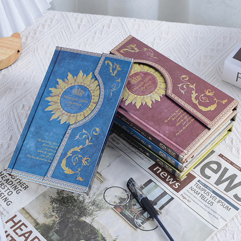 

Retro Magnetic Buckle Notebook Vintage Classic Page Bronzing Hardcover Diary Student Travelers Schedule Notepad Stationery Book