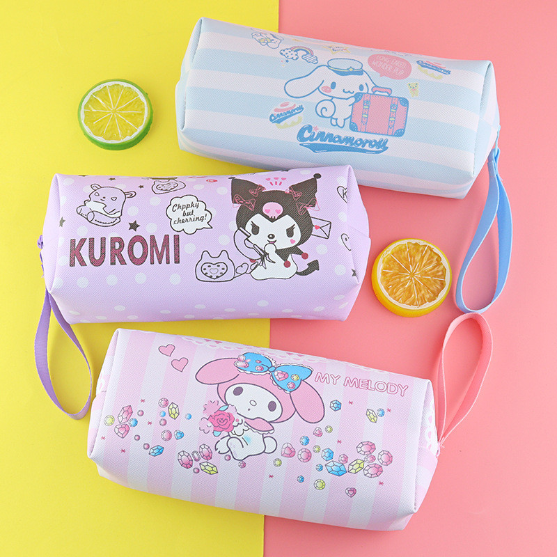 

Sanrio Pencil Case Cinnamoroll Hello Kitty Kuromi Melody Stationery Bag PU Waterproof Pencils Bag Student Pencil Stationery