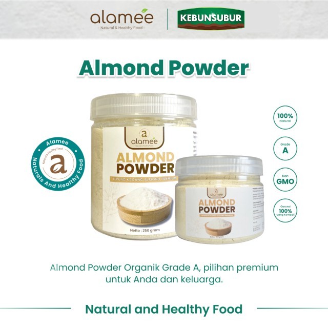 

ALAMEE Tepung Almond PREMIUM Bubuk Almond Powder Almond Flour Tanpa Campuran Gluten FREE 250gr kebunsurbur