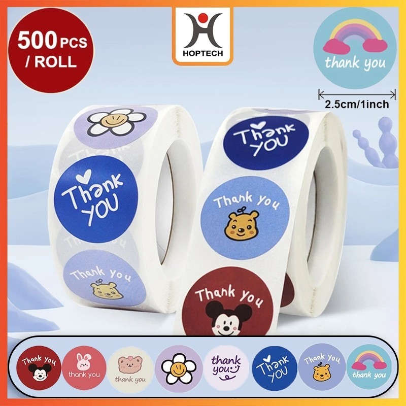 

[MS]- Sticker Thank You Roll 500pcs Stiker Terima Kasih Bulat 2.5cm Packing Makanan Kue Serbaguna