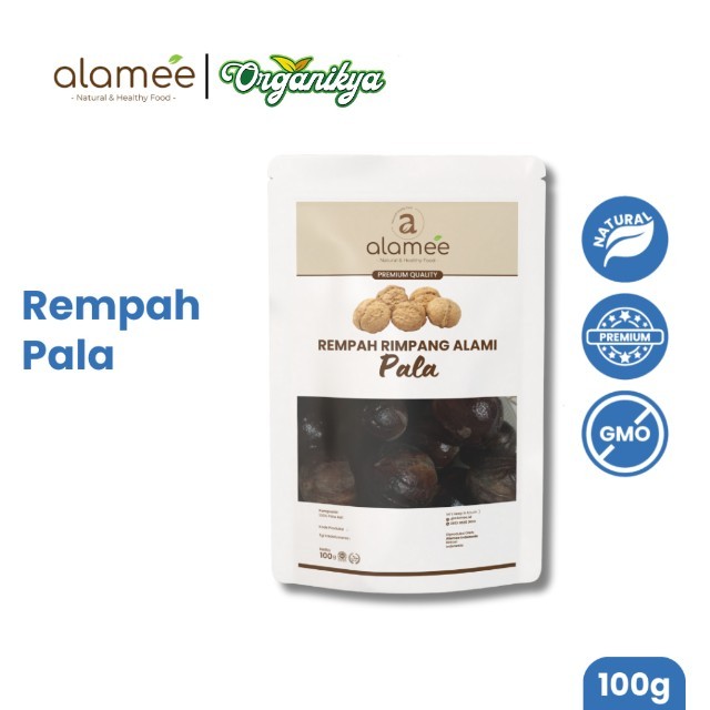 

ALAMEE Biji Pala Utuh Rempah Kering Nutmeg Whole Rimpang Organik Alami Bumbu Seasoning Masakan 100gr organikya