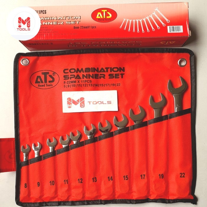 Kunci Ring Pas Set ATS 11pcs 8-22mm - ATS Kunci ring pas set tebal