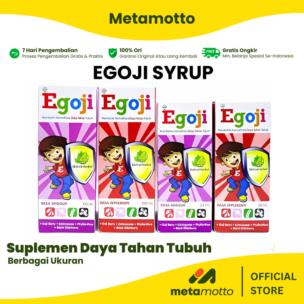 Egoji Sirup 100 ml / 50 ml - Multivitamin Anak - Rasa Apelberry dan Anggur  - Metamotto
