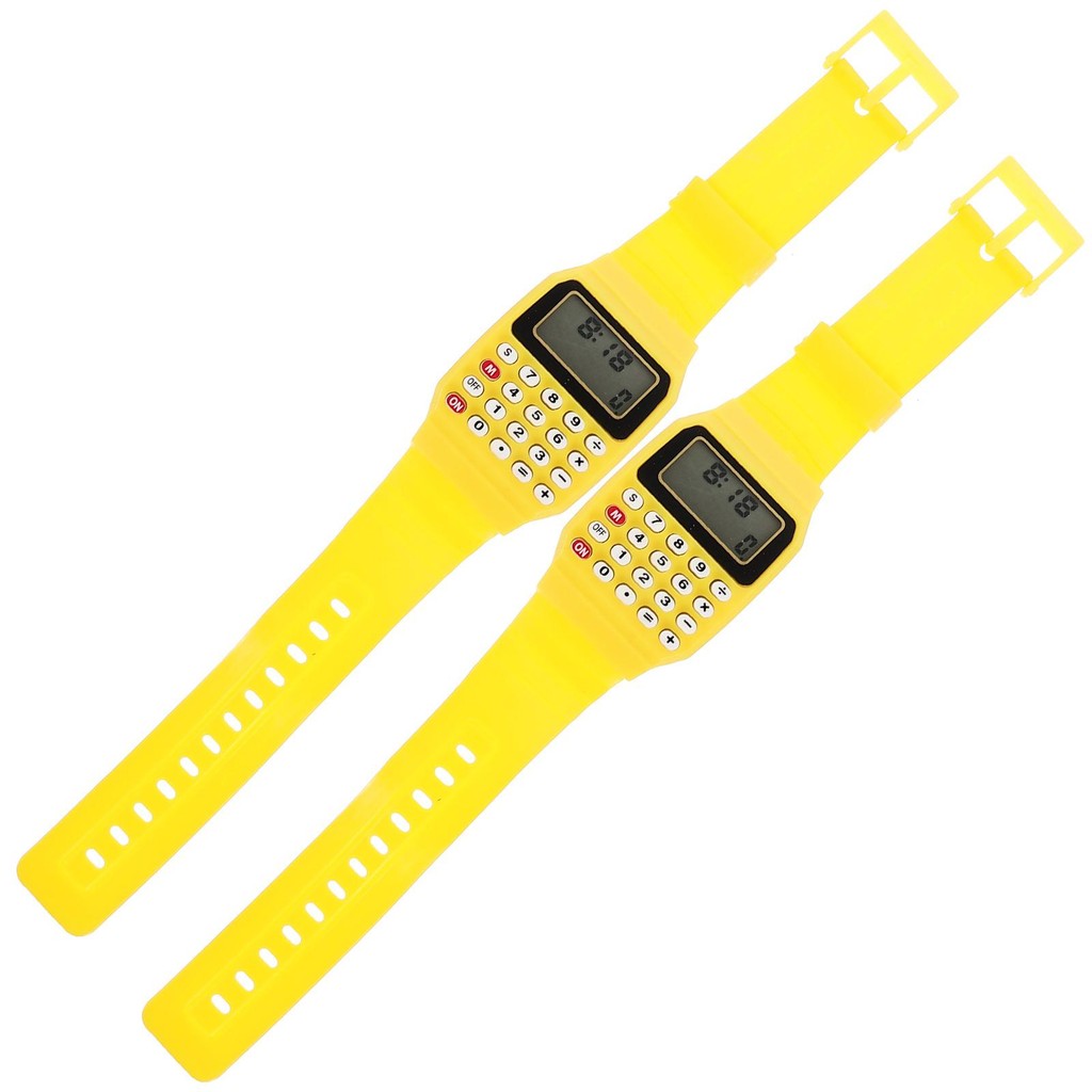 

2Pcs Calculator Watch for Kids Yellow Digital Children Wrist Calculation Watches Birthday Gifts Math Aid