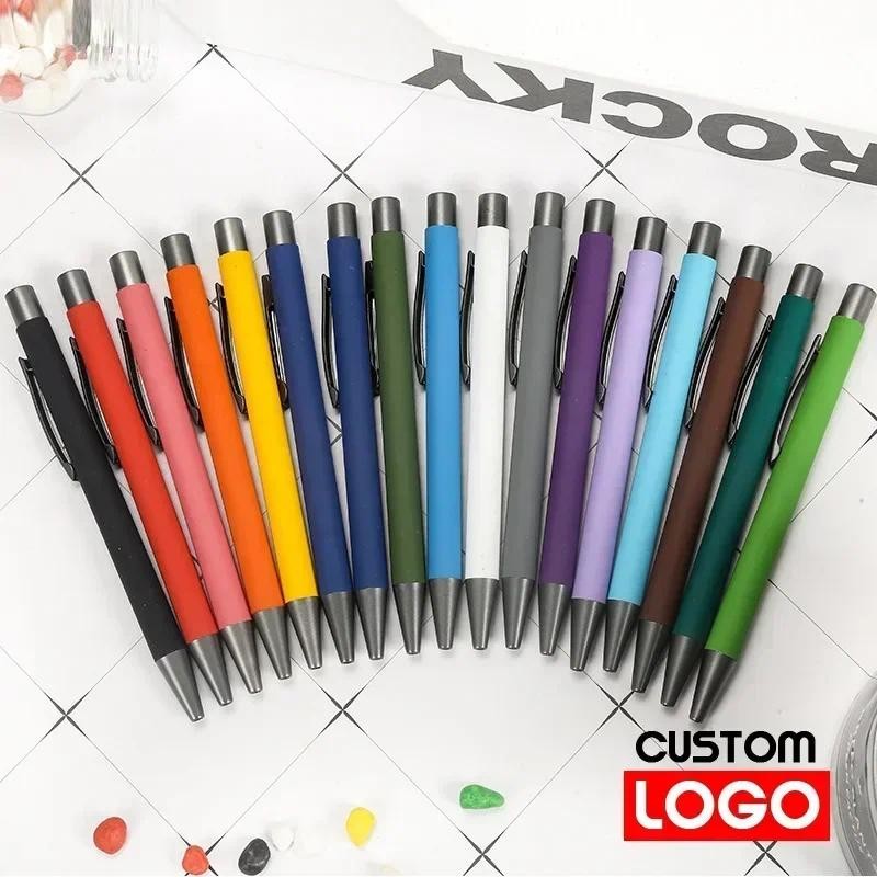 

20-200 Pens Wholesale Metal Ballpoint Pen Advertising Pen Rubber Texture Custom Logo Text Laser Engraving Customizable Name Logo