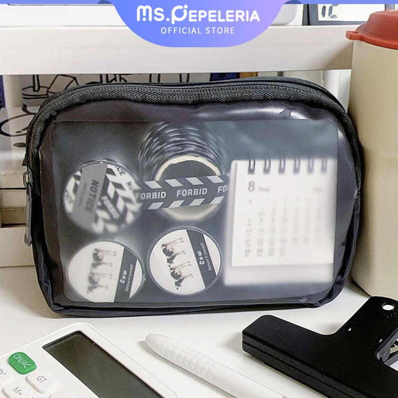 

Storage bag/Tempat pensil/Ins gaya berkapasitas besar tempat pena transparan mahasiswa Jepang matte double-layer bernilai tinggi ceruk tempat pena multi-kompartemen tas alat tulis multifungsi-Ms.Pepeleria