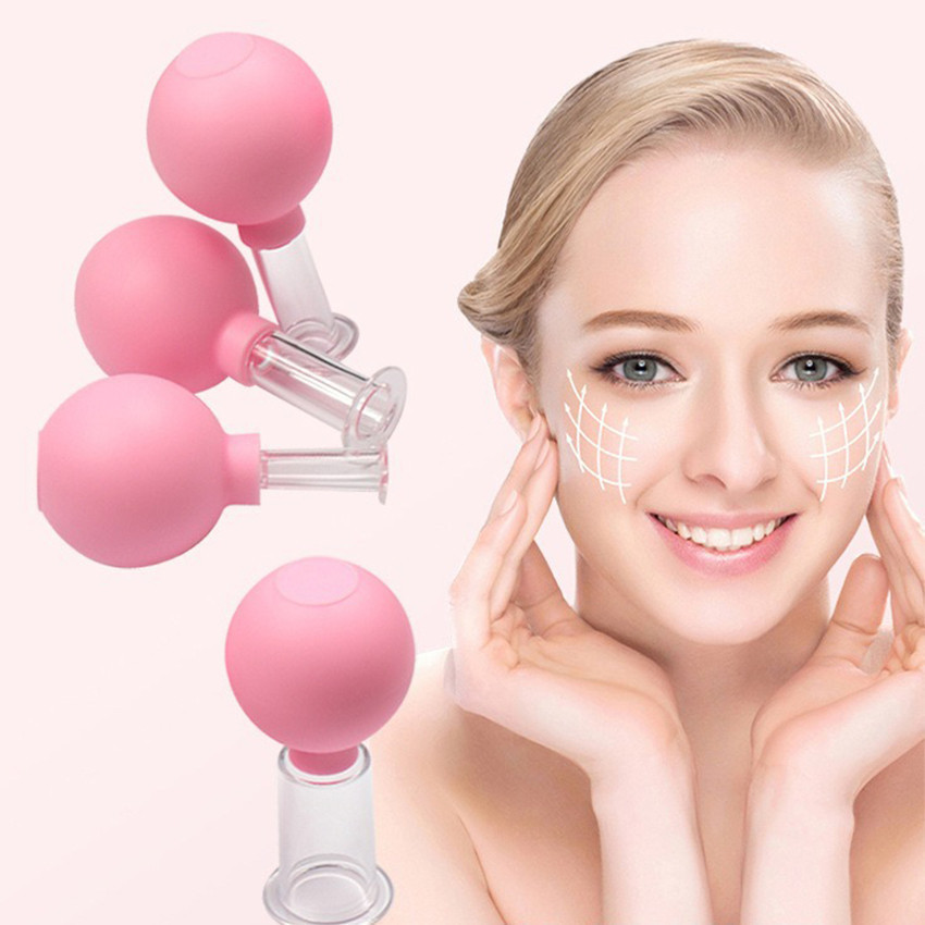 4Pcs Facial Cupping-Alat Bekam Wajah-Cupping Bekam Face Skin Lifting Facial Cups Bahan Kaca