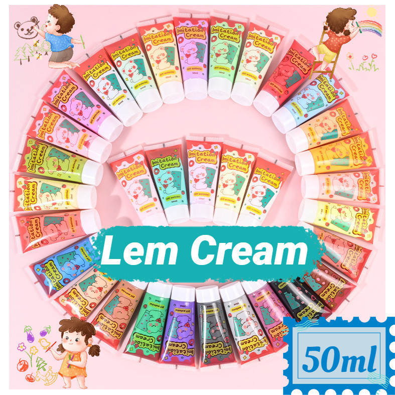

50ml Lem Cream DIY Set DIY Simulation Cream Fake Whipped Cream Liquid Clay Lem Krim Simulasi