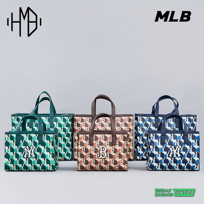 MLB Korea Cube Monogram Tote Bag NY Yankees Boston Red Sox