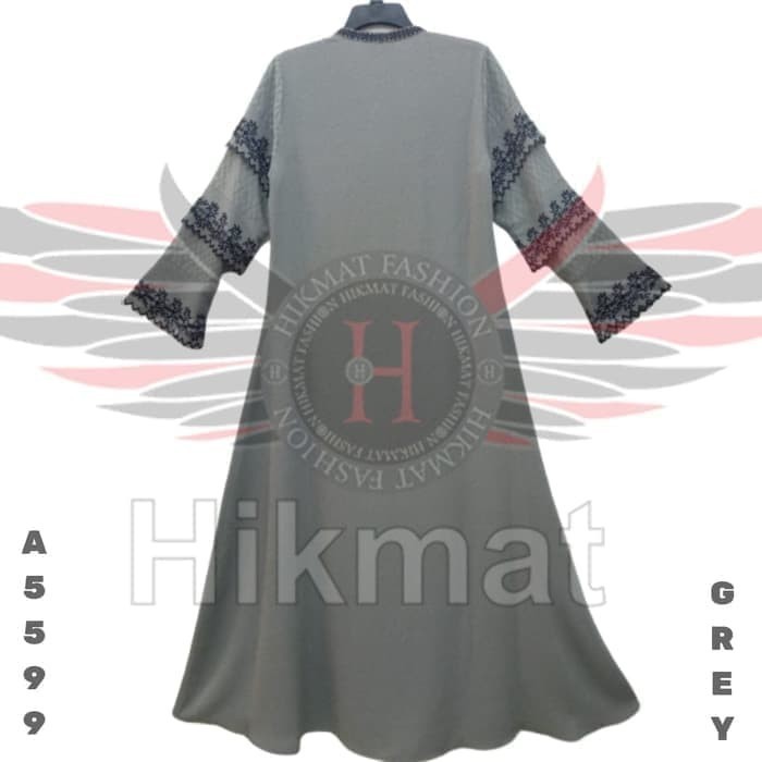BAJU MUSLIM ABAYA HIKMAT FASHION A5599 GREY GAMIS PESTA⠀⠀
