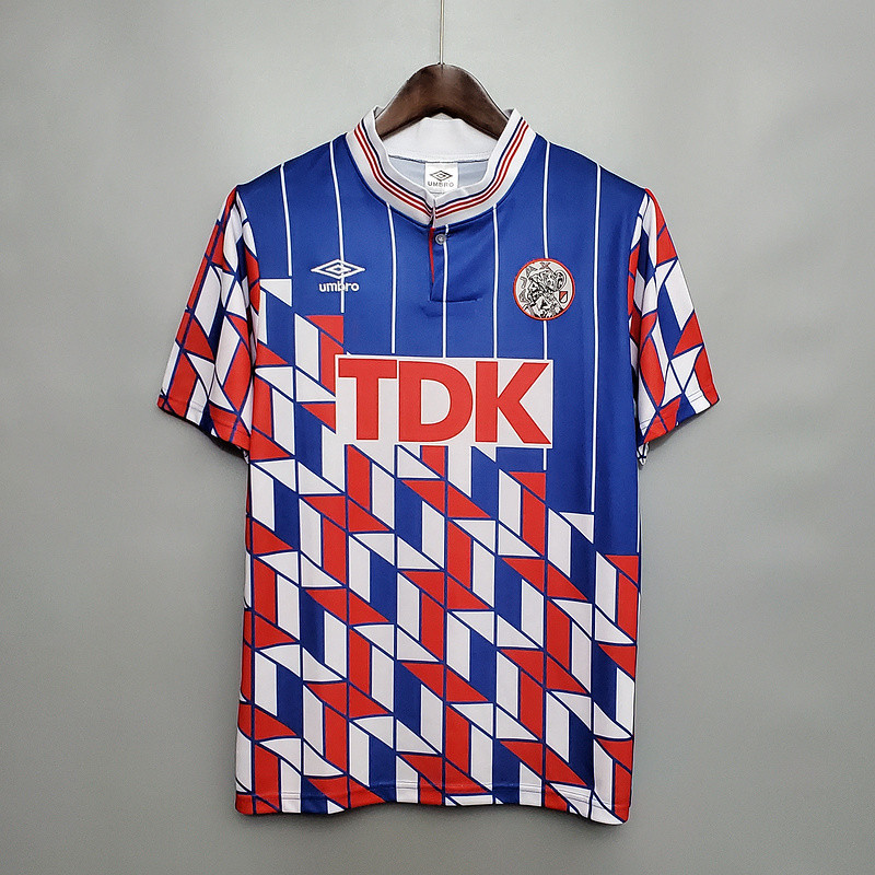Jersey Retro 1990 Ajax away a35 Bola Retro football T shirt pria
