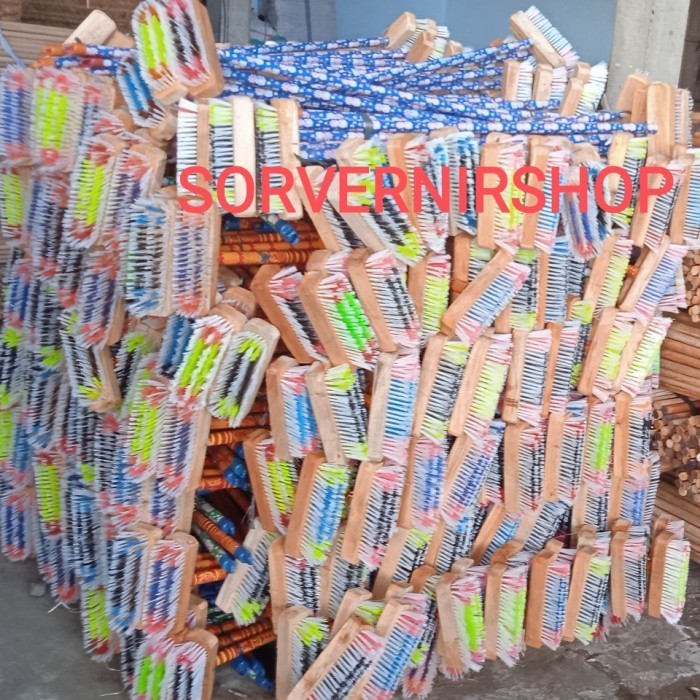 Sikat lantai gagang kayu panjang 1meter/Sikat dorong/Sikat kamar mandi