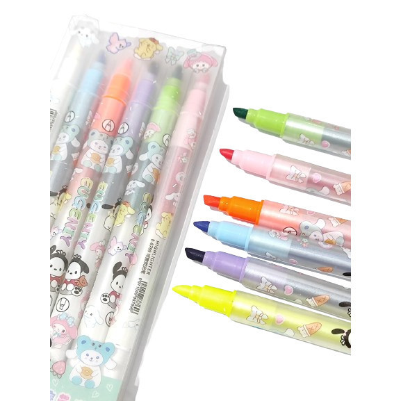 

J2 - Highlighter karakter bisa dihapus motif sanrio set 6 pcs