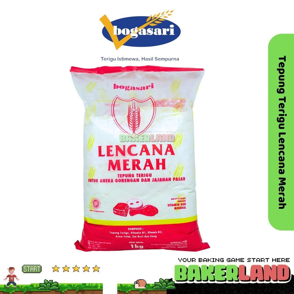 

Bogasari Tepung Terigu Lencana Merah / Tepung Terigu 1 kg / Tepung Terigu Serbaguna / Tepung Bogasari / Terigu Lencana Merah