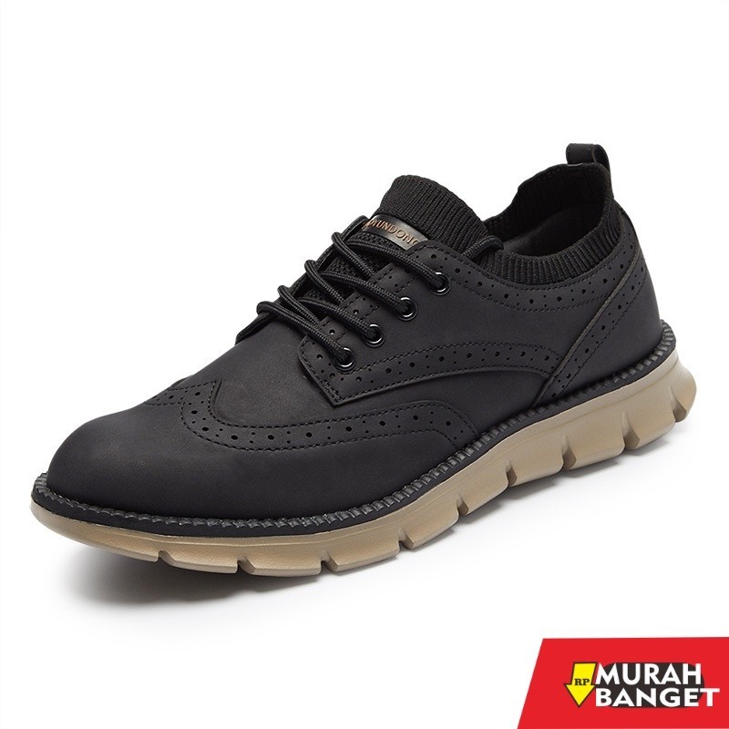 Sepatu pdh- COD Sepatu Pantofel Pria Formal Kulit Asli Brogues Keren Oxfords Pernikahan Kantor Cowok
