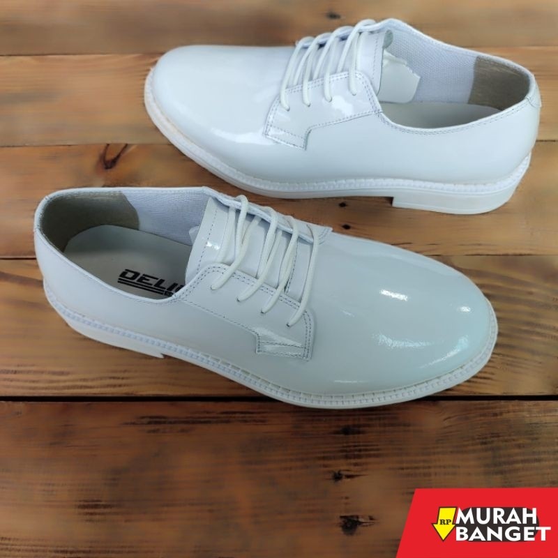 Sepatu pdh- Sepatu pdh model jatah tnipolri putih delie/Sepatu pdu pria dinas kantoran/Sepatu pantof