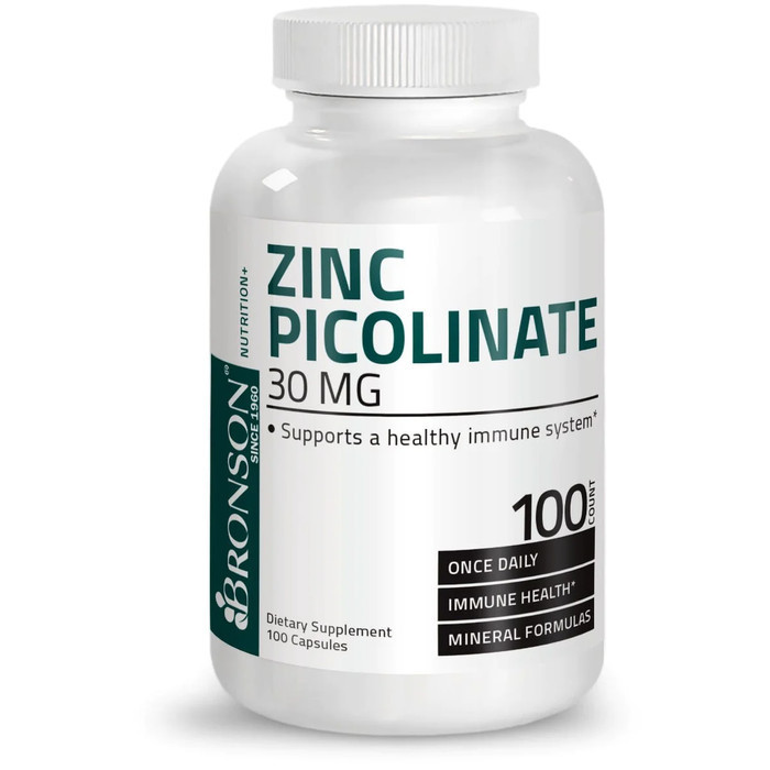 Bronson Zinc Picolinate 30mg + Calcium as Dicalcium Phosphate 29mg