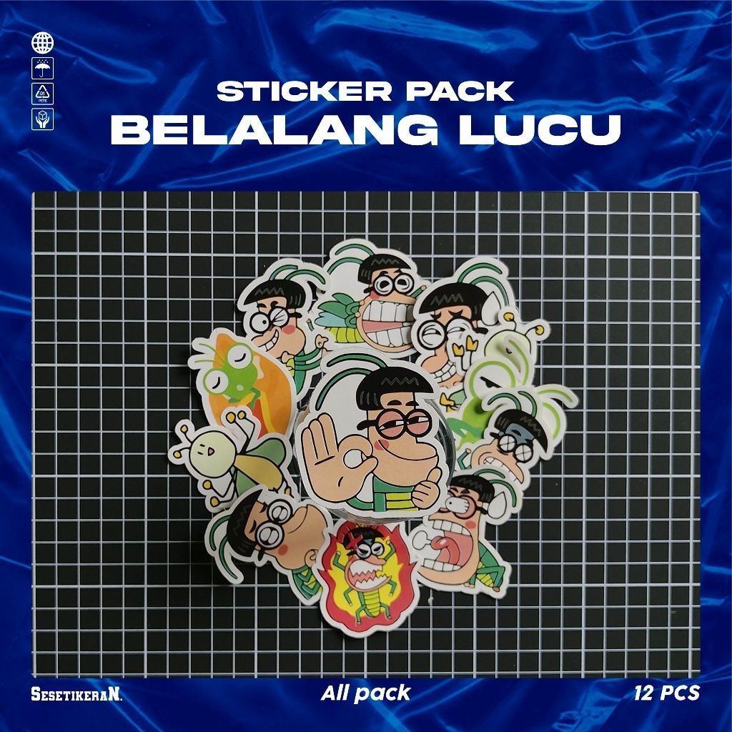 

COD✨ Sesetikeran Stiker Pack Belalang Lucu Untuk Koper Laptop Skateboard