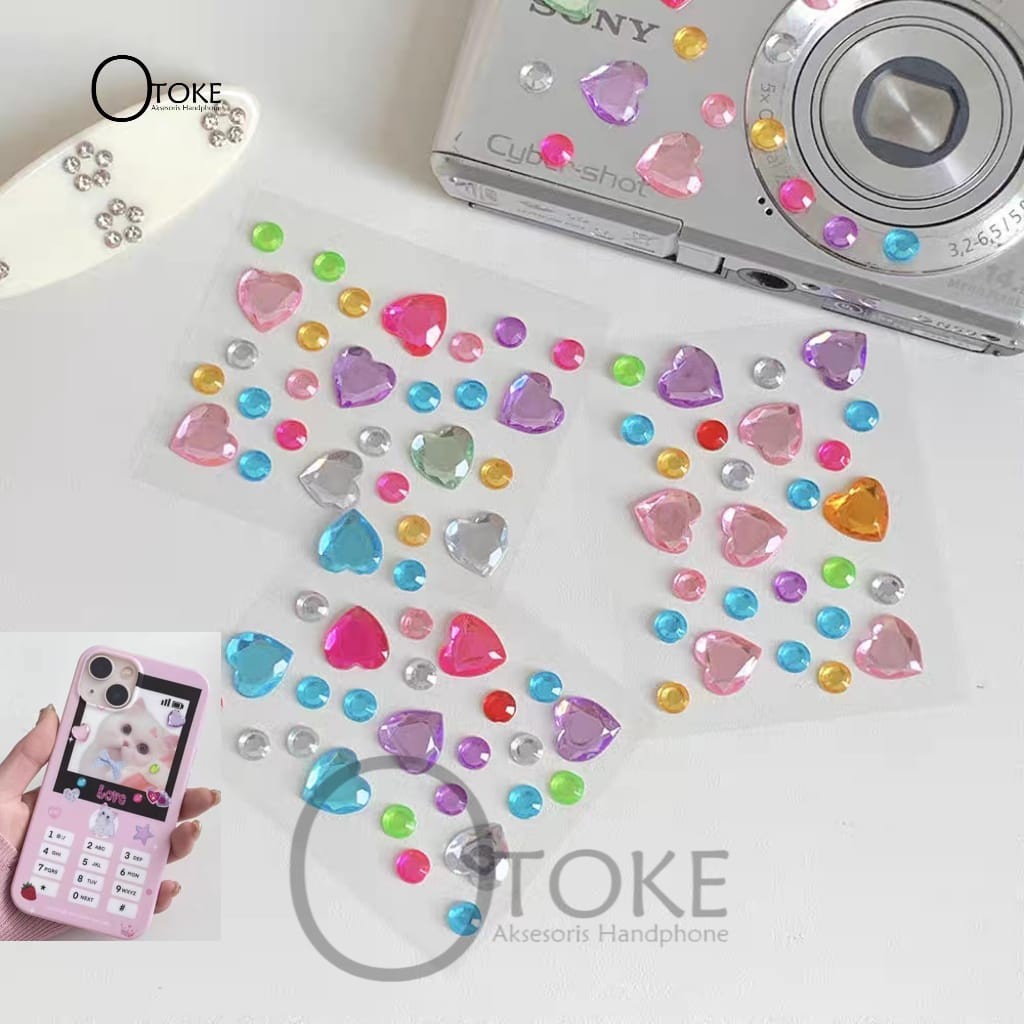 

OTOKE - STICKER TIMBUL MINI 3D AKSESORIS PERHIASAN BERLIAN // STIKER HADIAH CASE HP MOTIF LOVE & FLOWER
