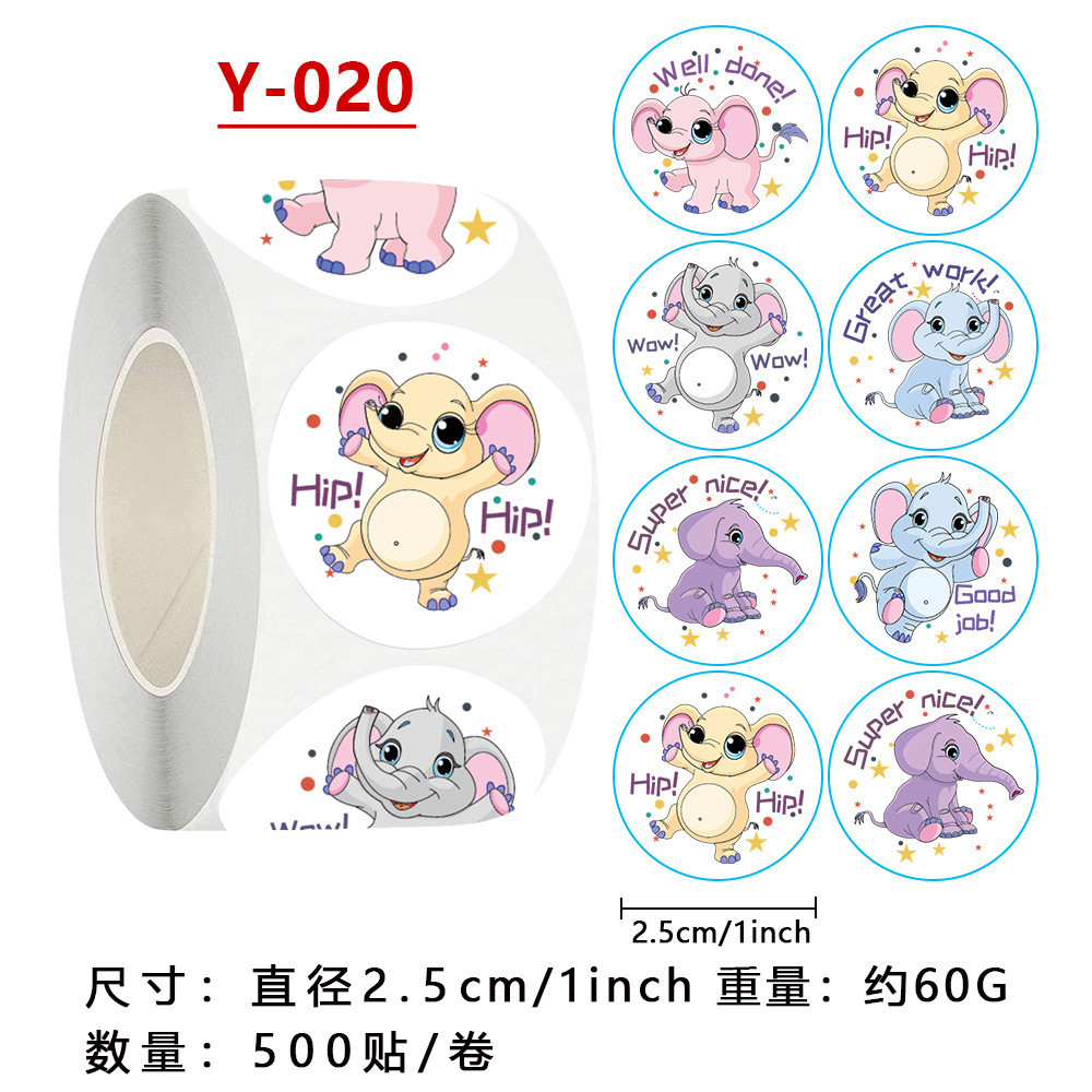 

STIKER LABEL EMOJI STICKER ROLL LABEL BOX HAMPERS DIARY TUMBLER MOTIF ANIMAL GAJAH ELEPHANT