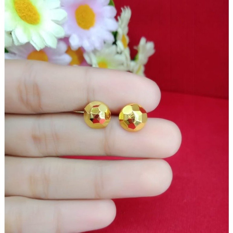Anting tusuk emas muda aksesoris perhiasan wanita dewasa emas muda kadar 35% anti karat ada surat da