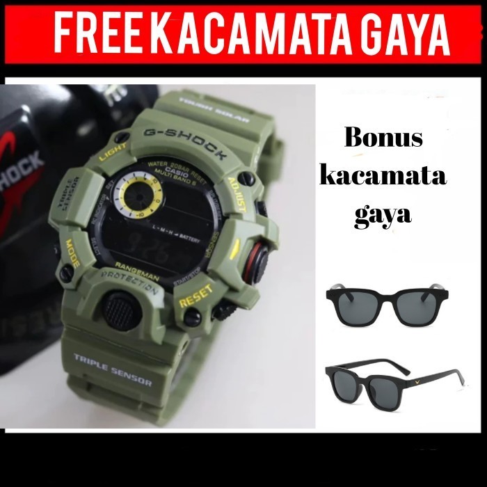 TERMURAH... JAM TANGAN G_shock GW 9400 rangeman hijau army free kacamata