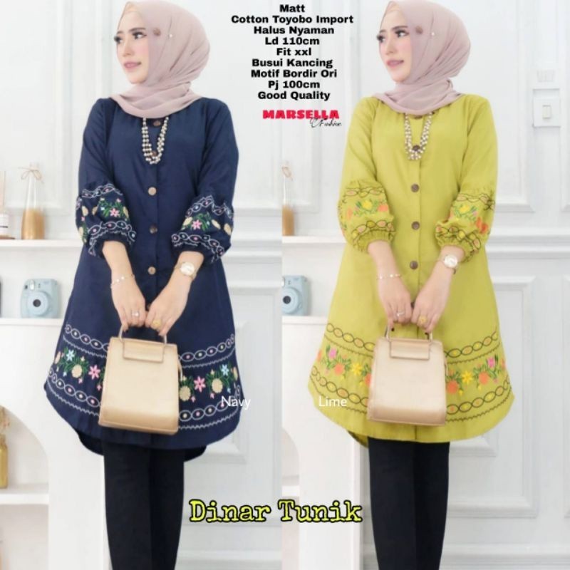 BHL - Atasan Wanita Tunik Katun Bordir Premium Dinar / Tevy Tunik by Hana 2