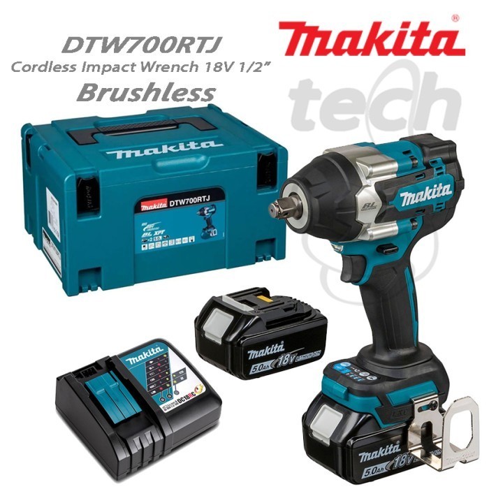 Mesin Pembuka Baut Cordless Impact Wrench Baterai 18V Makita DTW700RTJ DTW 700 RTJ DTW700 - Brushles