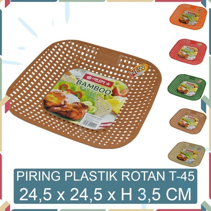 BIGTON Lion Star Piring Plastik Rotan Anyaman Bamboo Plate T-45 04 LionStar Plastik Berkualitas Mura
