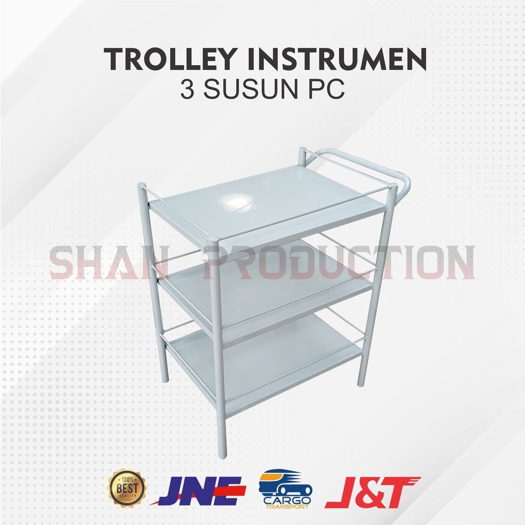 Meja Troli Instrumen 3 Rak besi - Trolley 3 Susun - ALKES STUDIO