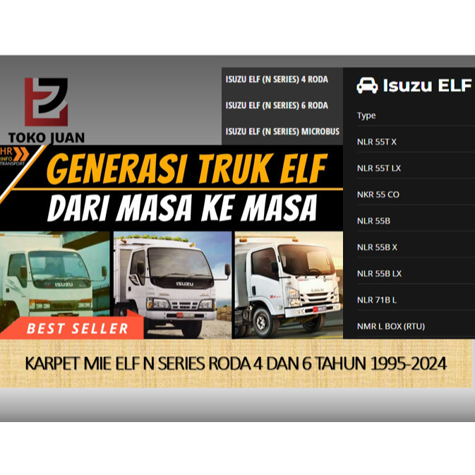 Karpet mie truk elf n series karpet truk isuzu elf dari 1995-2024 macan elf lama nkr71 nhr55