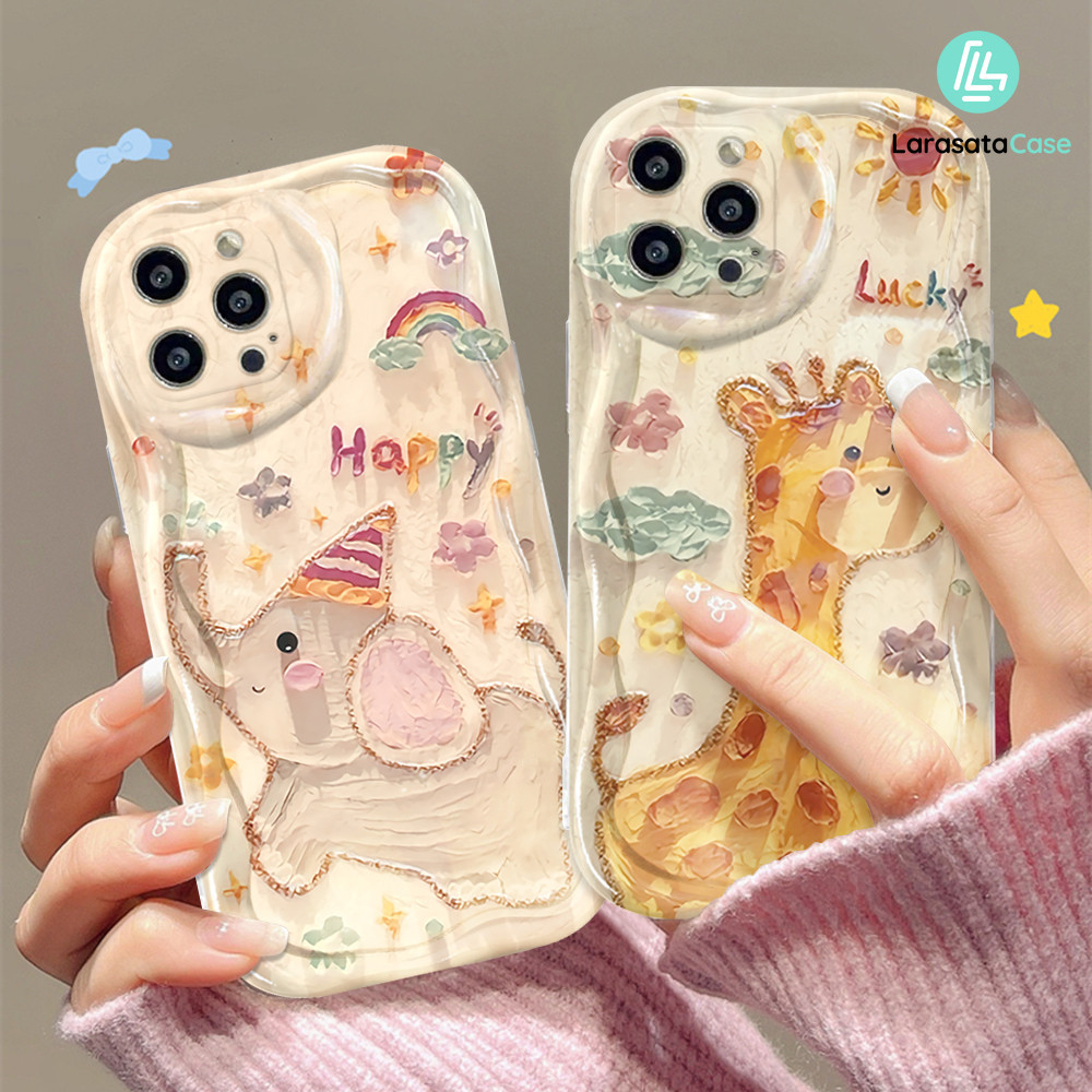 Casing gajah jerapah Romantis 3D Tepi Gelombang softcase untuk INFINIX CC7 X650 X650B SPARK4 5pro KC