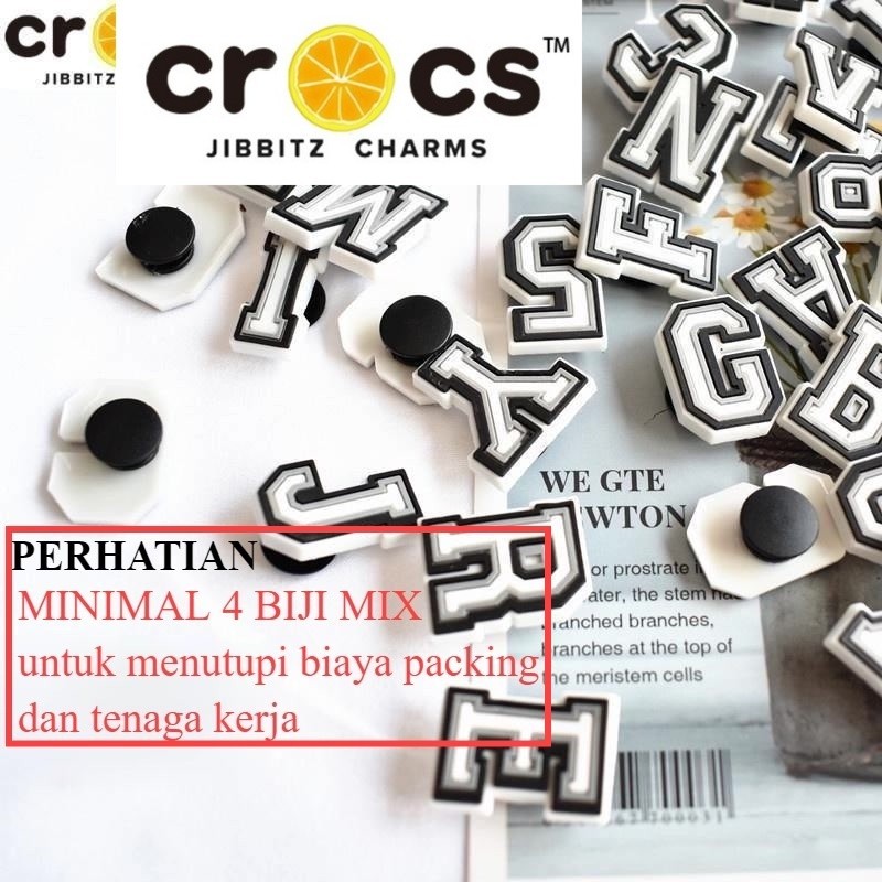 AHT-002   Pin Bentuk Huruf Angka Pins Charm  Untuk Hiasan Sandal Sendal  Gesper Pesona Dekorasi Sepa