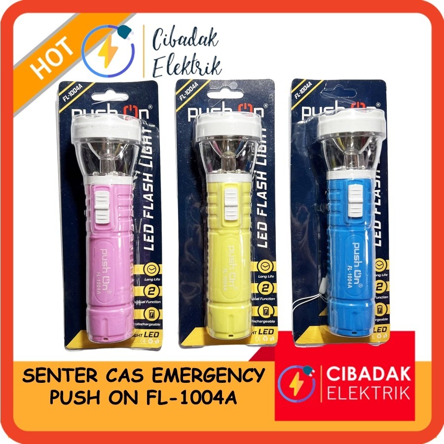 Senter Cas PUSH ON FL 1004A / SENTER DENGAN LAMPU EMERGENCY / SENTER SUPER TERANG TAHAN LAMA