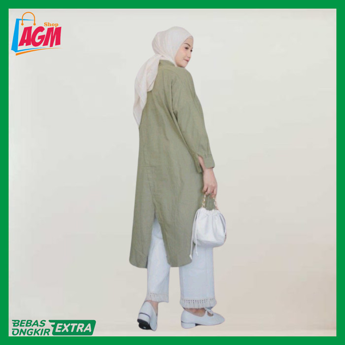 Terlaris ✨ -Kemeja Wanita Linen Dwyne Tunik - Fuchsia