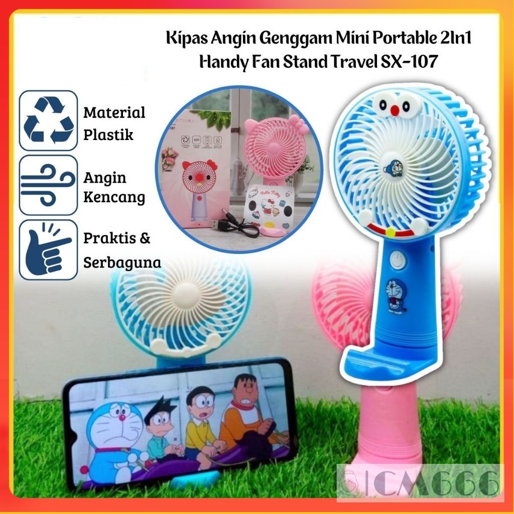 Kipas Mini Karakter/Stand Holder Hp/Kipas Angin Mini