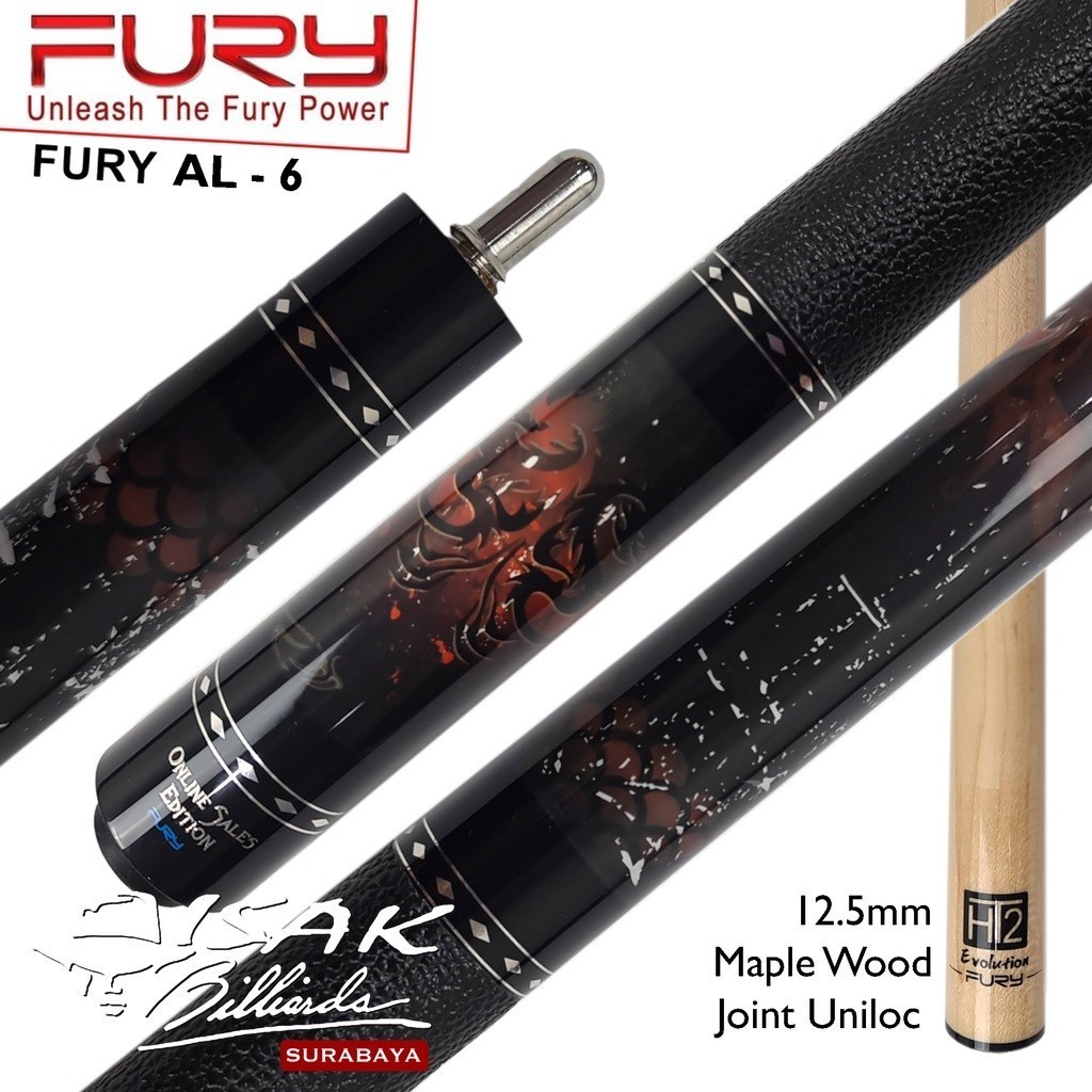 Fury AL-6 Cue Uniloc - 12,5mm Maple Pool Billiad Stick Stik Billiard