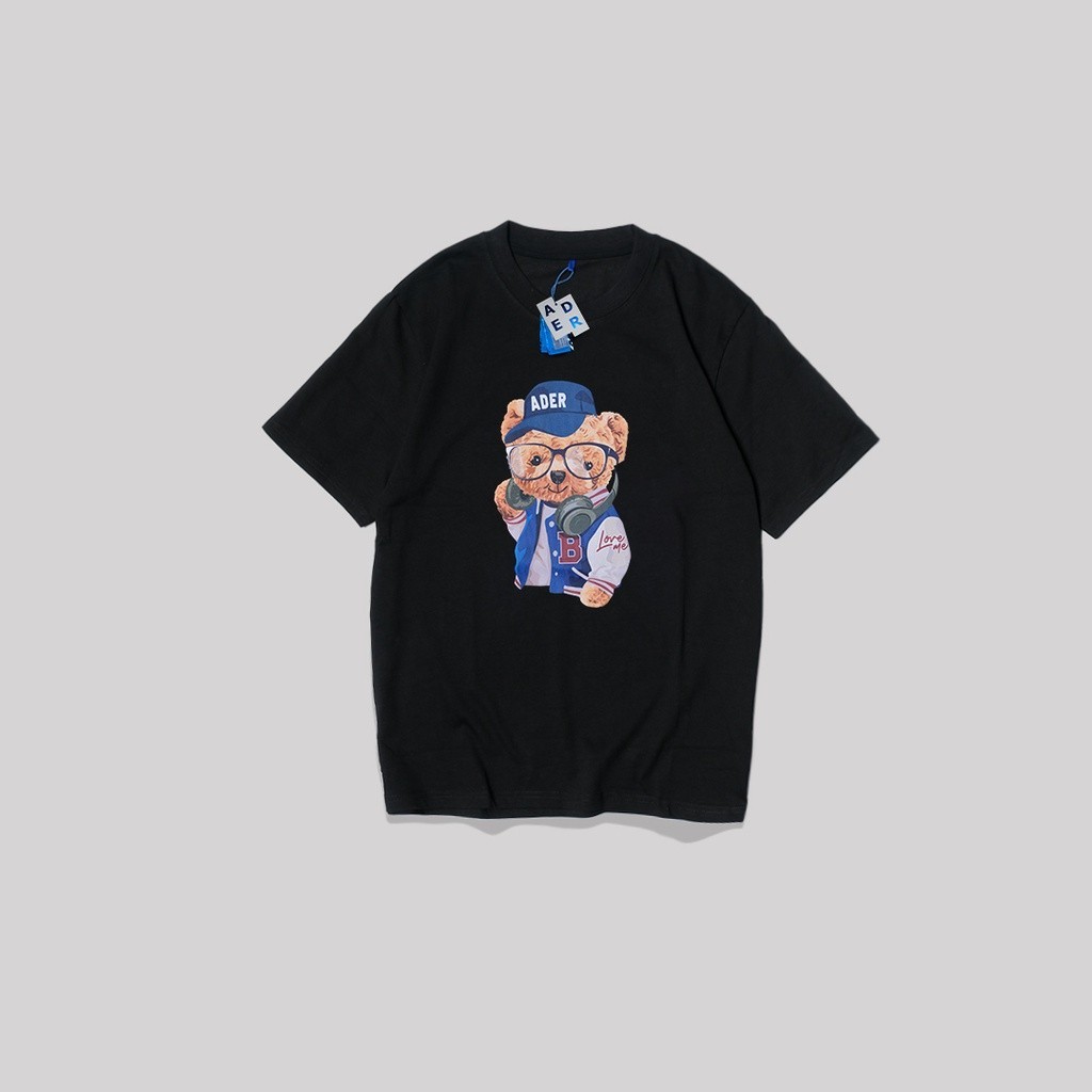 Ader Error Bomber Jacket Bear T-Shirt Black Original Cotton High Quality Unisex T-shirt